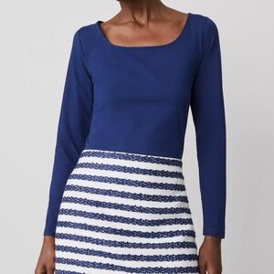 NWT - Ann Taylor Wide Square Neck Top (Royal Blue) Size L